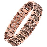VITEROU Mens Double Row Magnetic Solid Pure Copper Therapy Bracelet with Strong Healing Magnets for Arthritis Pain Relief,3500 Gauss,8.5 Inches