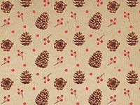 Gift Wrap Paper - 30 inches x 25 feet - Kraft Pinecones