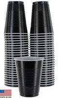 Amcrate Black Colored 16-Ounce Disposable Plastic Party Cups - Ideal for Weddings, Party’s, Birthdays, Dinners, Lunch’s. (Pack of 50)