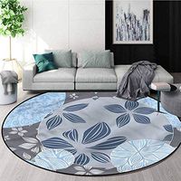 RUGSMAT Flower Modern Machine Washable Round Bath Mat,Blooms Inside Circular Shape Non-Skid Bath Mat Living Room/Bedroom Carpet Round-51