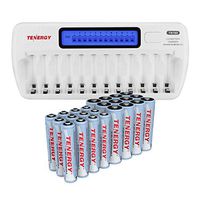 Combo: TN160 12-Bay AA/AAA NiMH/NiCD LCD Charger + 12 AA & 12AAA Tenergy Standard NiMH Rechargeable Batteries