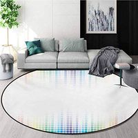 RUGSMAT Colorful Modern Machine Washable Round Bath Mat,Digital Artwork Musical Volume Tone Absrtact Picture Little Square Mosaic Tiles Non-Slip Soft Floor Mat Home Decor,Diameter-39 Inch