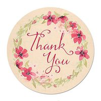 50 Thank You Floral Watercolor Stickers, 2 Inch, Gloss and Quality Labels