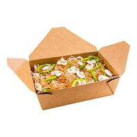 Bio Box 71 oz Rectangle Kraft Paper #3 Take Out Container - 8 1/2" x 6 1/4" x 2 1/2" - 50 count box - Restaurantware
