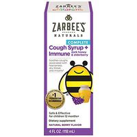 Zarbee's Children's Cough Syrup + Immune Support with Elderberry, Daytime - Natural Berry Flavor - 4 oz, Pack of 2