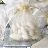 Efavormart 10PCS Champagne Organza Gift Bag Drawstring Pouch Wedding Favors Bridal Shower Treat Jewelry Bags - 3"x4"