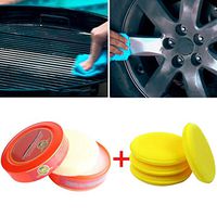 Chercherr Multi-Purpose Cleaner Set, Natural Cleaning Paste Brilliaire Polisher+4PC Cleaning Sponge Biodegradable Lemon Fragrance Car Polishing Wax Household Cleaning Cream for Metal Glass Ceramic