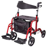 Walkers Xinjin Shopping Trolley, Aluminum Foldable Four Wheeled Rollator Walking Aid,Seat with Backrest & Shopping Basket, Adjustable Height,Handbrake, Folding Foot Pedal