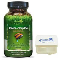 Irwin Naturals Power to Sleep PM with Melatonin Sleep Aid - 60 Liquid Softgels Bundle with a Lumintrail Pill Case