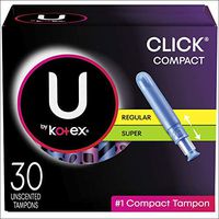 U By Kotex Click Compact Tampons, Multipack, Regular/Super Absorbency, Unscented, 30Count (Packaging May Vary), 0.380 Lb