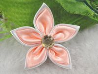 20pcs Satin Flower, 2" The The Ribbon Flower of W/Rhinestone (Pink)