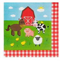 Blue Panda Barnyard Birthday Party Supplies, Paper Napkins (150 Pack)
