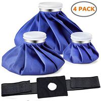 Ice Bag Packs, Ohuhu 3 Pack [11" 9" 6"] Reusable Ice Bags for Injuries with a Adjustable Wrap, Hot & Cold Therapy and Pain Relief for Knee Leg Injury, 4-Pack, (6"/9"/11"), For Hot Therapy Is 122℉-140℉