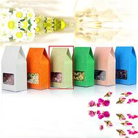 10x Tall Cream Color Paperboard Box w/ Clear Window & Folding Score Lines for Gifts Favors Packaging