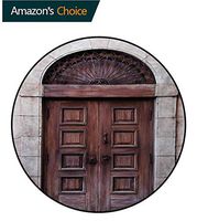 RUGSMAT Rustic Super Soft Circle Rugs for Girls,Arched Wooden Venetian Door with Eastern Royal Ottoman Elements European Culture Circular Area Rugs for Kids Bedroom,Diameter-35 Inch