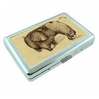 Elephant Art Design S40 Silver Cigarette Case Metal Wallet Id Holder 4" X 2.75" RFID Protection