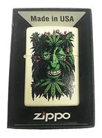 Zippo Custom Lighter - Stoner Weed Leaf & Mushroom Face Pot Marijuana Design