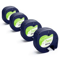 4 Pack Replace DYMO LT Paper Labels, Black Print on White, 1/2 Inch x 13 Feet Roll, Letra Tag Refills Self-Adhesive Tape for 10697 Compatible with DYMO LetraTag Label Makers and QX50