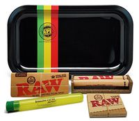 Bundle - 5 Items - RAW King Size Supreme, 110 Roller and Pre-Rolled Tips with Rolling Paper Depot Rolling Tray (Rasta Racer) and Kewl Tube