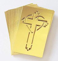 Cross & Heart Cut-Out Christian Pocket Cards - 3x2 Mini Handout Gifts 25 pcs (Gold Cross)