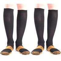 MojaSports Graduated Compression Socks Support Stocking Men Women Athletic, Medical, Sport, Running, Flight, Travel, Nurse, Boost Performance, Blood Circulation & Recovery. (Black/Copper, Lg/XL, 2Pr)