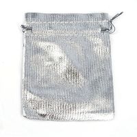 Queenbox 100pcs Silver Organza Bags 7X 9CM, Favor Gift Bags Candy Earrings Jewelry Pouch with Drawstring for Wedding Christmas