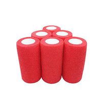 COMOmed Self Adherent Cohesive Bandage Latex FDA Approved 4"x5 Yards First Aid Bandages Stretch Sport Wrap Athletic Tape for Wrist Ankle Sprain and Swelling,Red(6 Rolls)