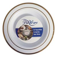Plexware White Plastic Soup Bowls With Golden Rim 7.5 Inch-Total 120 Bowls