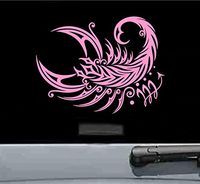JS Artworks Tribal Scorpio Sign Vinyl Decal Sticker (Soft Pink)