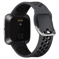 Sport Band Compatible with Fitbit Versa 2, Soft Silicone Replacement Wristband Ventilation Holes Breathable Sports Strap Compatible with Fitbit Versa 2, Small Large, for Women Men (Large, Black)