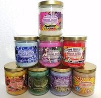 Smoke Odor Exterminator 13 oz Jar Candles Patchouli Amber Assorted, (8) Includes Patchouli Amber, Lavender, Mysterious, Forest Walk, Flower Power, Peace & Love, Blue Serenity & Sandalwood.