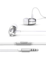 Earphones Headphones with Microphone and Call Controller Bass in-Ear Wired Earbuds Noise Canceling Headphones for iPhone, iPad, Samsung, MP3 Players, Nokia, HTC, Nexus, BlackBerry(Silver)