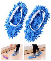 Ocharzy House Floor Polishing Dusting Cleaning Foot Socks Shoes Mop Slippers (Blue)