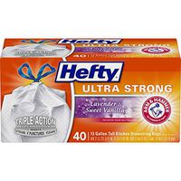 Hefty Ultra Strong Tall Kitchen Drawstring Trash Bag, Lavender Sweet Vanilla, 40 Count (Pack of 1)