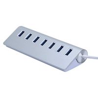 Ciyoon 2019 Silver 7 Port USB 3.0 HUB Aluminum Data with Power Adapter for Desktop PC Laptop