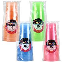 Party Dimensions 16 Count Neon Plastic Cups, 18-Ounce, 4-Assorted Colors