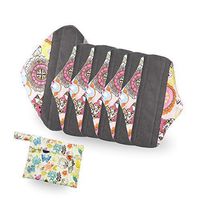 Bamboo Reusable Sanitary Pads by SPEQUIX | 6 Pack Washable Sanitary Napkins Cloth Menstrual Pads Large and Medium Size Suits w/ 1 Charcoal Absobancy Layer (Bohemian)
