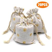G2PLUS 20 PCS Cotton Burlap Drawstring Pouches Gift Bags Wedding Party Favor Jewelry Bags 3.5'' x 4.7'' (Yellow Daisy)