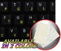 COLEMAK KEYBOARD STICKERS WITH YELLOW LETTERING TRANSPARENT BACKGROUND