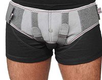 Comfortable Hernia Belt for Men | Improved Design Inguinal Truss | Abdominal Binder Brace with Adjustable Self-Stick-on Bands (S, (28"-31"/70-77CM))