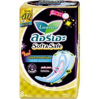 Laurier Soft & Safe Sanitary Napkin 8 Pieces Long 40 Cm. For Night X 2 Pack Thailand