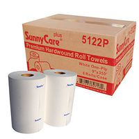 Sunnycare 5122P Premium Paper Towel Roll, 1-Ply Hardwound, 9" Width x 350' Length, White (Pack of 6)