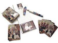Dog Lover's Gift Set! - 4 Piece Bundle- One Custom Fine Art Writing Pen, One Matching Magnetic List Pad, One Matching Decorative Magnet, One Matching Deck Playing Cards (West Highland White Terrier)