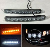 CHAMPLED® 2x 9 LED Daytime Running Driving DRL Turn Signal Light Amber Yellow White 9W 12V For BMW M BENZ AUDI VW VOLKSWAGEN VOLVO JAGUAR PORSCHE