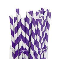 Fun Express Purple Striped Paper Straws - 24 pcs