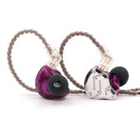 Linsoul KZ ZS10 Pro 4BA+1DD 5 Driver in-Ear HiFi Metal Earphones with Stainless Steel Faceplate, 2 Pin Detachable Cable (Without Mic, Purple)