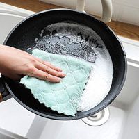 QJSDM Cleaning Sponge 2PCS Nonstick Oil Coral Velvet Hanging Hand Towels Kitchen Dishclout Absorbent Towel Cloth Dishcloths Hanging Cloth Kitchen Accessori,Green