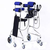 HYRL Standing Walk Stand/Walker, Folding Six-Wheel Roller Walker with Seat Aluminum Walking Frame Suitable for Elderly Disabled Lower Limb Training Standard Walker