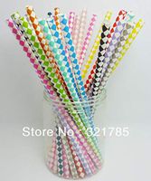 BeesClover 50 PCS/2 Pack Diamond Pattern Paper Straws Drinking Straws Biodegradable for Wedding Birthday Party Gift Color 7