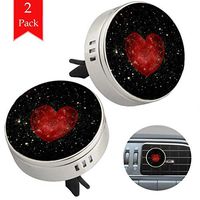 Heart Love two silver air freshener aromatherapy essential oil diffusers for car vent clip portable with four refill pads 1.33x1.83in